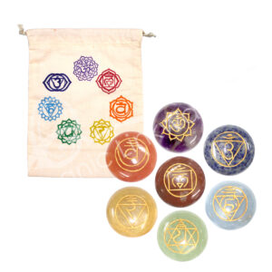 Polished Engraved Chakra Pebbles Set of 7