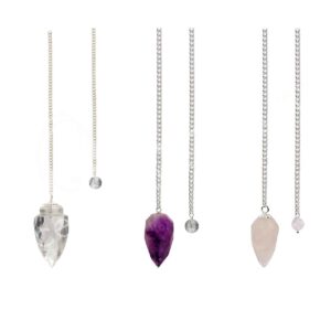 PENDULUM - TEARDROP FACETED MIXED STONES PLAIN CHAIN 8-9"L