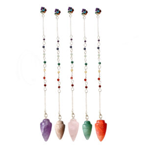 PENDULUM - TEARDROP MIXED STONES CHAKRA CHAIN 10"L