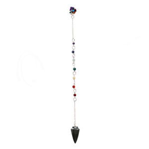 PENDULUM - TEARDROP HEMATITE CHAKRA CHAIN WITH CHIPS 10"L