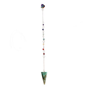 PENDULUM - HEXAGONAL CHRYSOCOLLA CHAKRA CHAIN WITH CHIPS 10"L