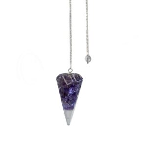 PENDULUM - ORGONE HEXAGONAL AMETHYST PLAIN CHAIN 9"L