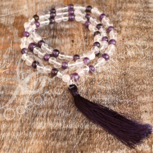 Amethyst, Crystal Quartz and Rose Quartz Japamala