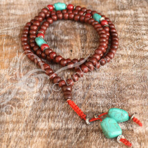 JAPAMALA - Rosewood with Turquoise Nuggets Japamala