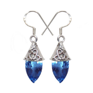 STERLING SILVER - EARRINGS FACETED DROP ALEXITE, BLUE 1.5"