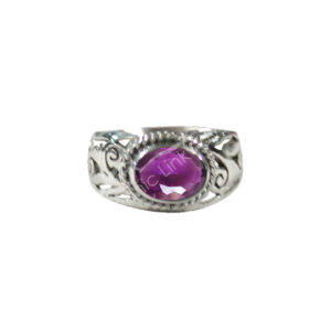 Jali Faceted Amethyst Sterling Silver Ring (Size 7)