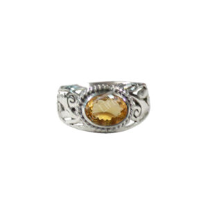 Jali Faceted Citrine Sterling Silver Ring (Size 7)