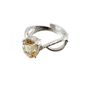 STERLING SILVER - RING, ADJUSTABLE FACETED OVAL CITRINE