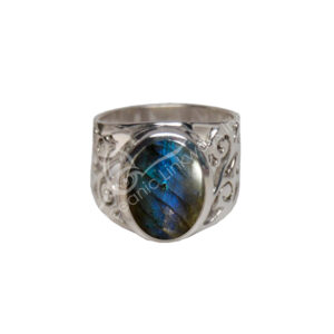Labradorite Oval Cabochon Sterling Silver Adjustable Ring