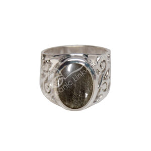 Golden Sheen Obsidian Oval Cabochon Sterling Silver Adjustable Ring