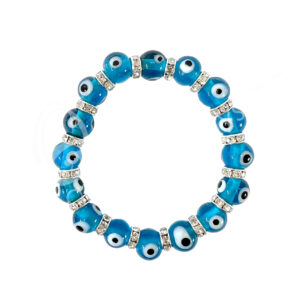 BRACELET - EVIL EYE GLASS AQUA (8 MM) 7.25"
