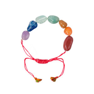 BRACELET - TUMBLED STONES CHAKRA WITH TASSELS ADJUSTABLE (7-10 MM) 6.75-8"