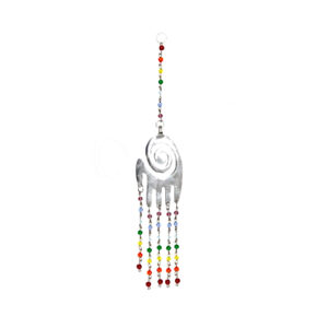 Chakra Spiral Hand & Rainbow Glass Beads Hanging