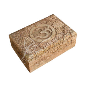 Om Design Wood Box with Red Velvet Lined