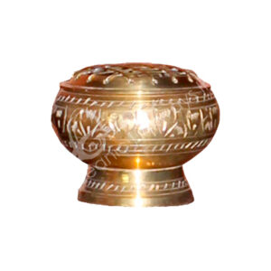 Gold Brass Bowl Incense Holder with Grid