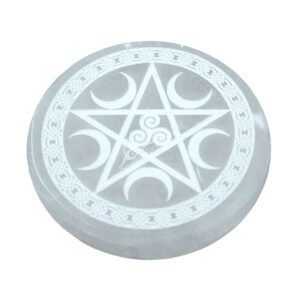 Iron Cast Cauldron with Engraved Pentacle, Moons and Triskelion Symbol