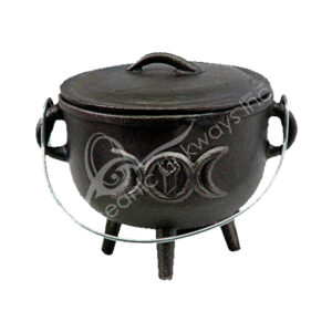 Iron Cast Cauldron Triple Moon Design