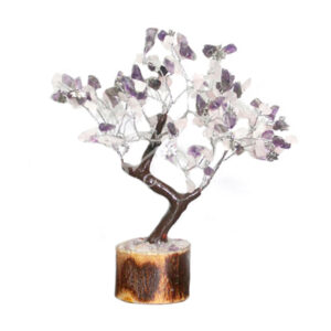 Amethyst & Rose Quartz lotus Charm Gem Tree 160 Beads