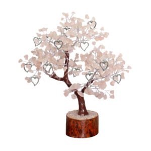 Rose Quartz with Heart Charms 300 Beads Gem Tree 8-8.5"