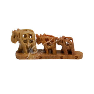 Soapstone 3 Elephants Row Undercut Figurine