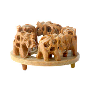 Soapstone 5 Elephants ring Undercut Figurine
