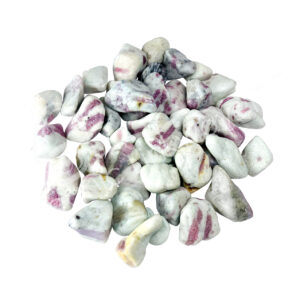 Pink Tourmaline with Quartz A Tumbled Stones (Matte Finish)