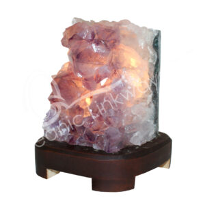 Amethyst Druse Lamp on Wood Base No Cord