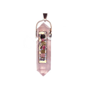 Rose Quartz Double Terminated Point with Tourmaline Faceted Pendant 2-2.25"