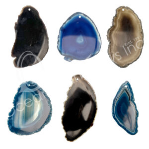 Mixed Colors Agate A Slice Pendants with 2mm Hole