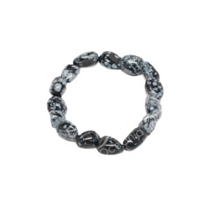 Snowflake Obsidian Tumbled Stones Bracelet (12-15 mm) 7-7.5"