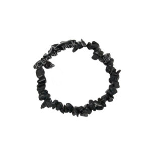 BRACELET - CHIPS OBSIDIAN, BLACK (5-8 MM) 7.5"