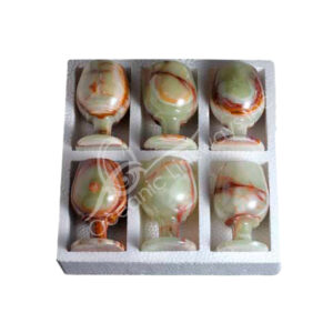 Sherry Green Onyx Glass Cup Set (Pack of 6)