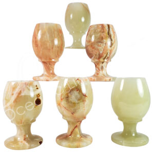 CUP SET - WINE GLASS ONYX GREEN (PK 6) 2.75"DIA. X 5"