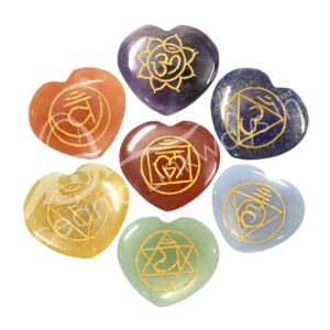 Engraved 7 Chakra Set Polished Heart