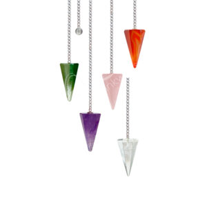 PENDULUM - HEXAGONAL MIXED STONES PLAIN CHAIN 9"L