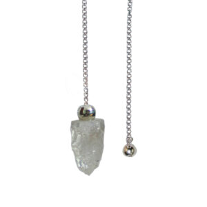 PENDULUM - NATURAL POINT CRYSTAL QUARTZ PLAIN CHAIN 9"L