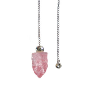 PENDULUM - NATURAL POINT ROSE QUARTZ PLAIN CHAIN 9"L