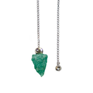 PENDULUM - NATURAL POINT AVENTURINE, GREEN PLAIN CHAIN 9"L