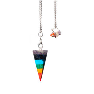 Hexagonal Chakra Layers Pendulum with Plain Chain & Chips