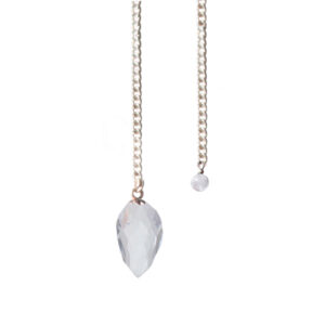 Crystal Quartz Faceted Teardrop Pendulum with Plain Chain