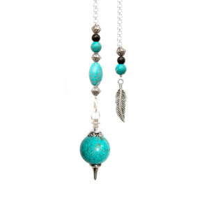 Turquoise Ball Pendulum with Feather Charm