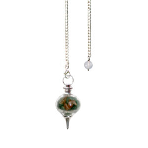 Citrine & Green Aventurine Chips Stones Glass Ball Pendulum
