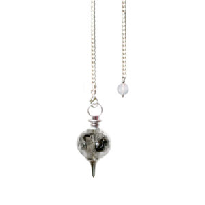 Hematite & Crystal Quartz Chips Stones Glass Ball Pendulum