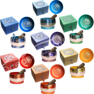 SINGING BOWL - CHAKRAS WITH BOX & CUSHION (SET OF 7) 5"DIA.