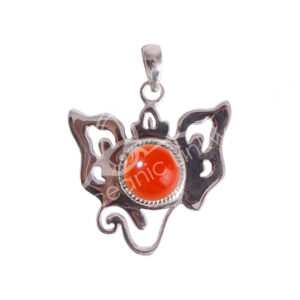 Carnelian Ganesha Sterling Silver Pendant