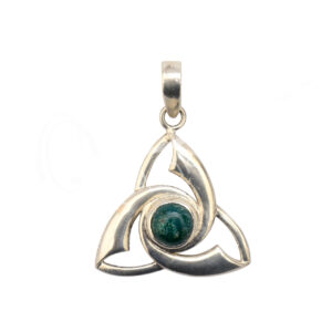 STERLING SILVER - PENDANT TRIQUETRA CHRYSOCOLLA 1"W