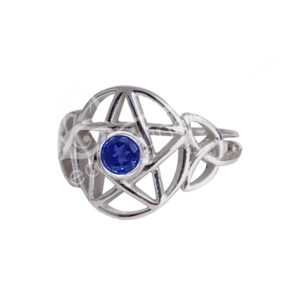 Lapis Lazuli Pentacle Sterling Silver Adjustable Ring