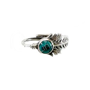 STERLING SILVER - RING, ADJUSTABLE FEATHER TURQUOISE