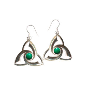 Malachite Triquetra Sterling Silver Earrings