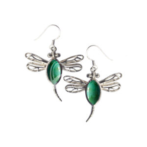 Chrysocolla Dragonfly Sterling Silver Earrings